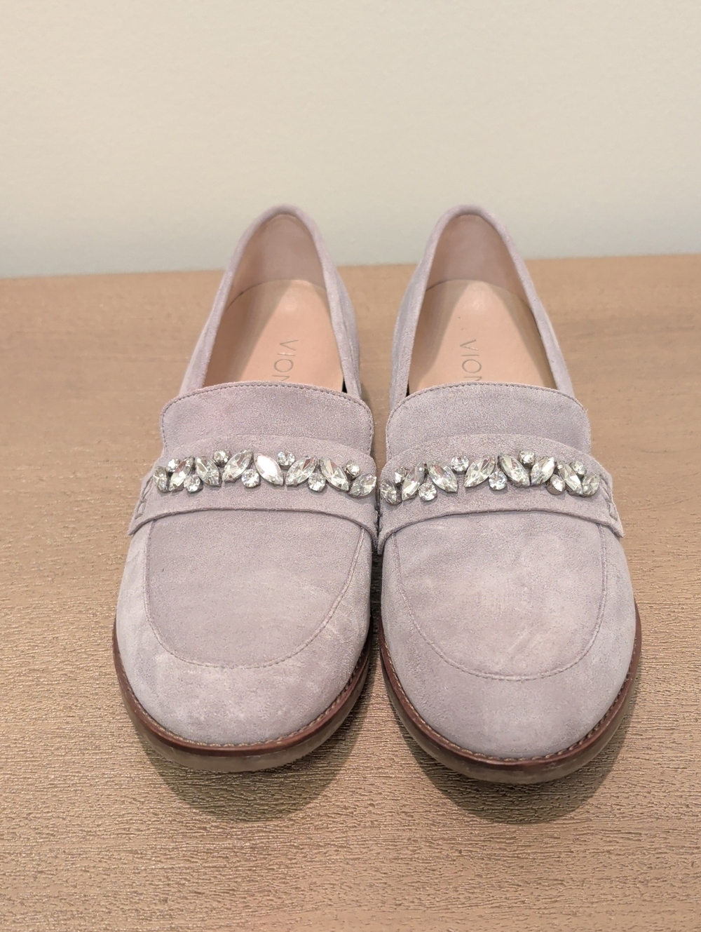 Vionic Gray Suede Jeweled Loafers